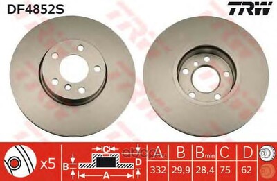 TRW Диск тормозной передний BMW X5-E70/F15 / X6-E71/F16